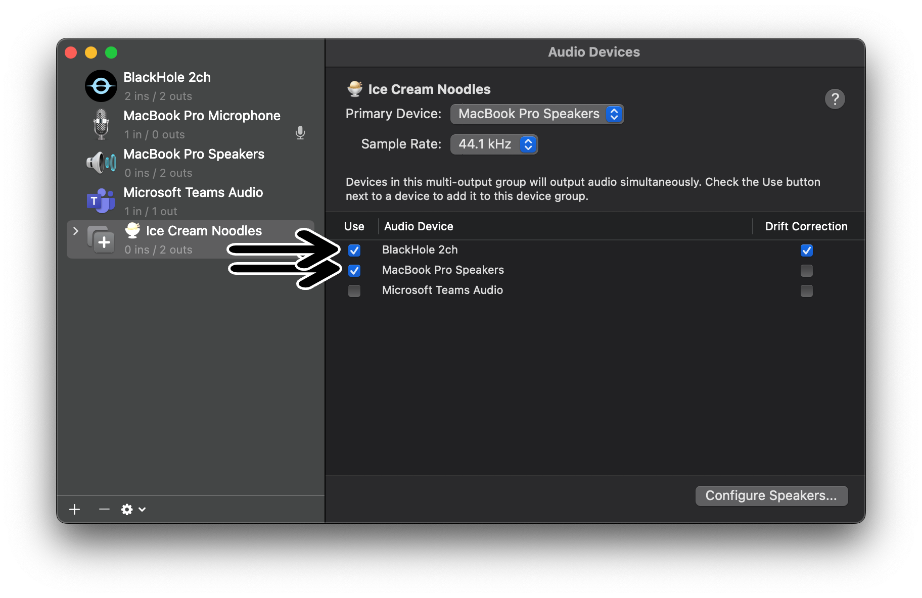 Multi Output Device Select Outputs